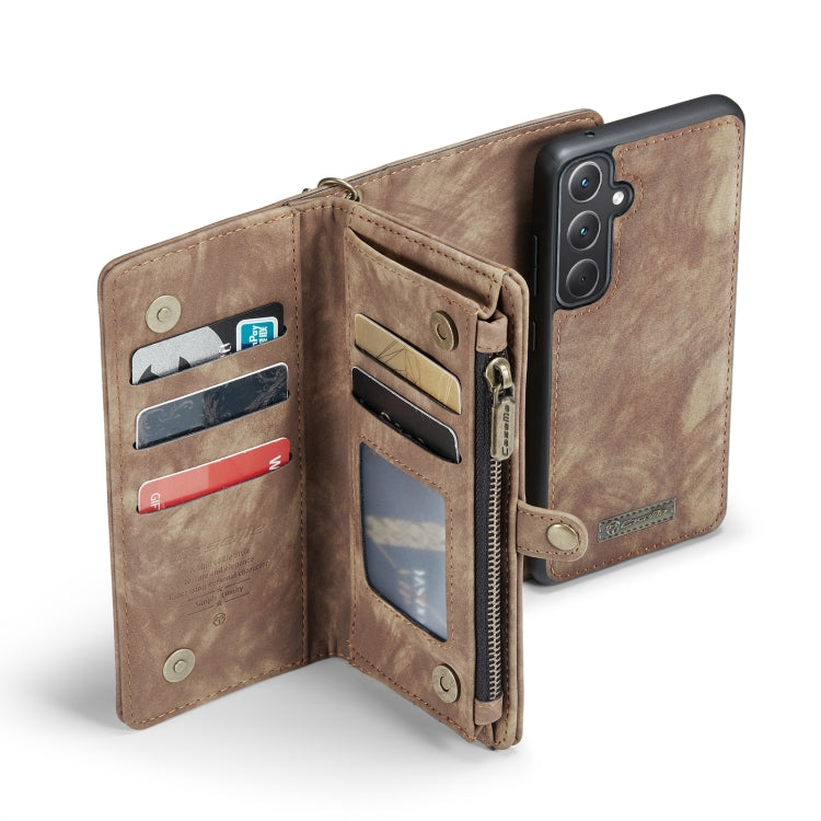 For Samsung Galaxy A35 5G CaseMe 008 Multifunctional Zipper Wallet Leather Phone Case with Lanyard(Brown)
