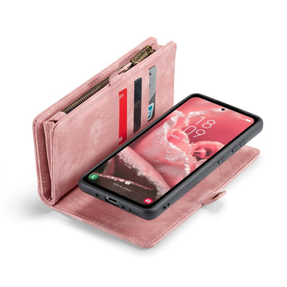 For Samsung Galaxy A35 5G CaseMe 008 Multifunctional Zipper Wallet Leather Phone Case with Lanyard(Pink)