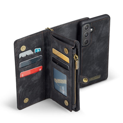 For Samsung Galaxy A55 5G CaseMe 008 Multifunctional Zipper Wallet Leather Phone Case with Lanyard(Black)