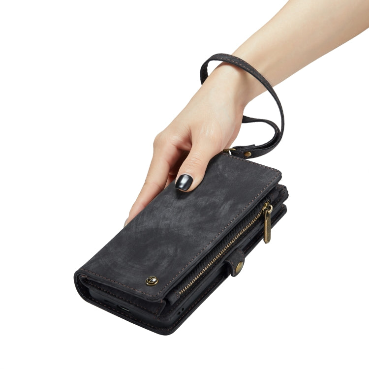 For Samsung Galaxy A55 5G CaseMe 008 Multifunctional Zipper Wallet Leather Phone Case with Lanyard(Black)
