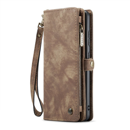 For Samsung Galaxy A55 5G CaseMe 008 Multifunctional Zipper Wallet Leather Phone Case with Lanyard(Brown)