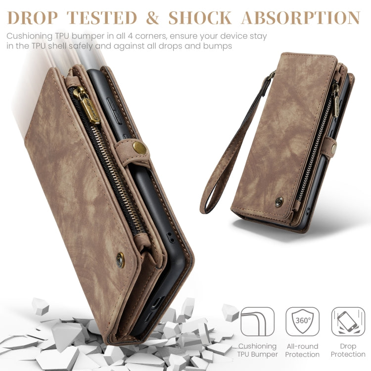 For Samsung Galaxy A55 5G CaseMe 008 Multifunctional Zipper Wallet Leather Phone Case with Lanyard(Brown)