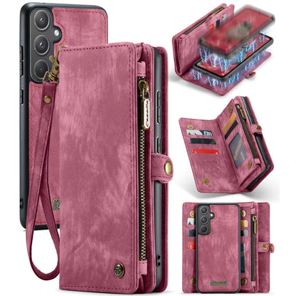 For Samsung Galaxy A55 5G CaseMe 008 Multifunctional Zipper Wallet Leather Phone Case with Lanyard(Red)