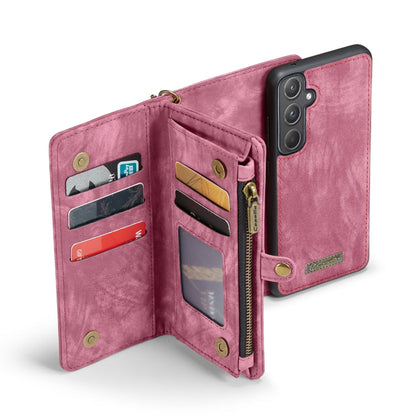 For Samsung Galaxy A55 5G CaseMe 008 Multifunctional Zipper Wallet Leather Phone Case with Lanyard(Red)