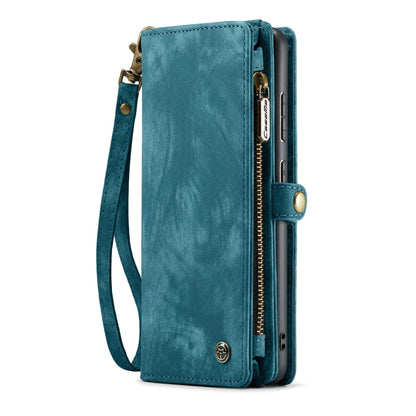 For Samsung Galaxy A55 5G CaseMe 008 Multifunctional Zipper Wallet Leather Phone Case with Lanyard(Blue)
