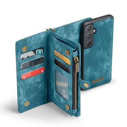 For Samsung Galaxy A55 5G CaseMe 008 Multifunctional Zipper Wallet Leather Phone Case with Lanyard(Blue)