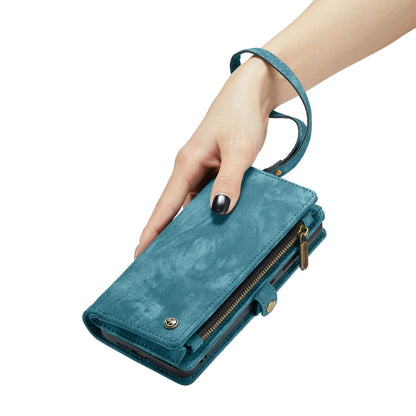 For Samsung Galaxy A55 5G CaseMe 008 Multifunctional Zipper Wallet Leather Phone Case with Lanyard(Blue)