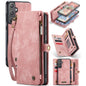 Pour Samsung Galaxy A55 5G Étui de téléphone en cuir multifonctionnel avec fermeture éclair et dragonne CaseMe 008 (rose)