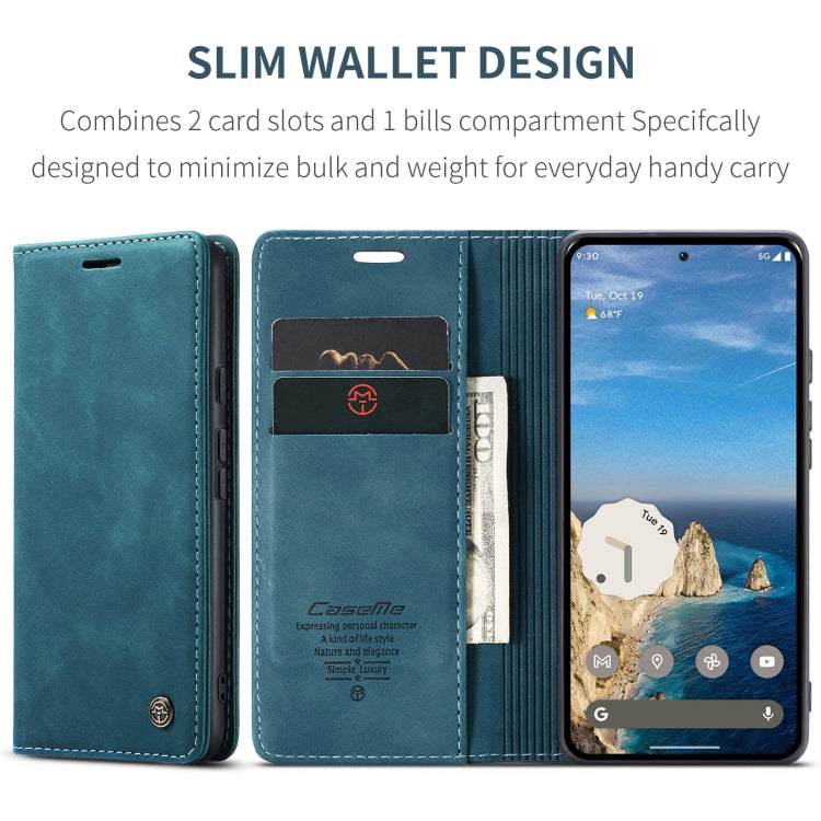 Pour Google Pixel 10 / 10 Pro / 9 Étui portefeuille multifonctionnel en cuir avec rabat horizontal CaseMe 013 (bleu)