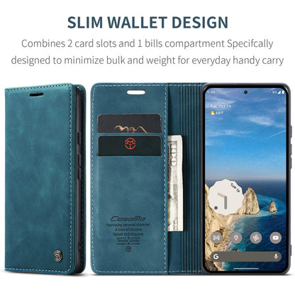Pour Google Pixel 10 / 10 Pro / 9 Étui portefeuille multifonctionnel en cuir avec rabat horizontal CaseMe 013 (bleu)