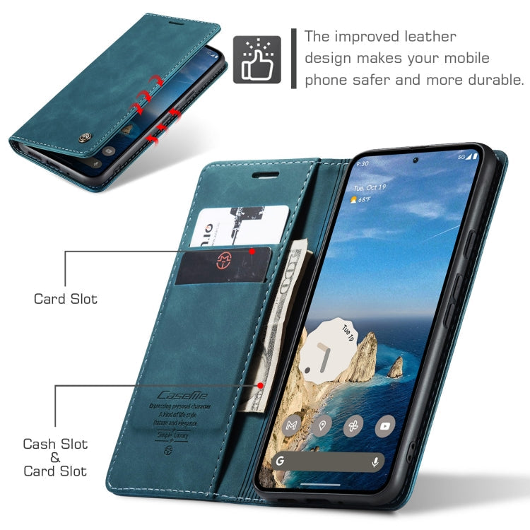 Pour Google Pixel 10 / 10 Pro / 9 Étui portefeuille multifonctionnel en cuir avec rabat horizontal CaseMe 013 (bleu)