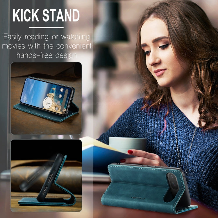 Pour Google Pixel 10 / 10 Pro / 9 Étui portefeuille multifonctionnel en cuir avec rabat horizontal CaseMe 013 (bleu)