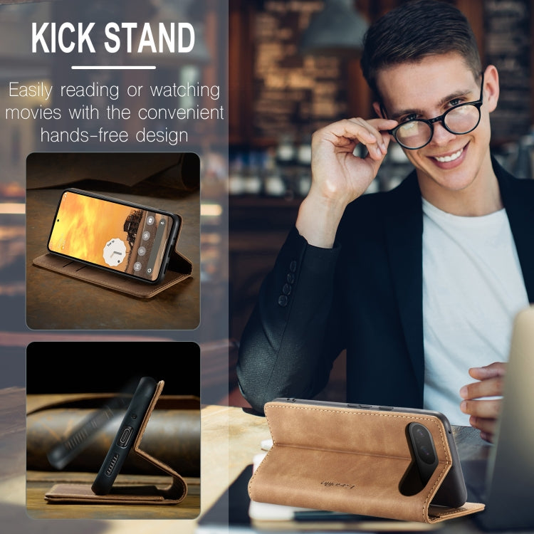 For Google Pixel 10 / 10 Pro / 9 CaseMe 013 Multifunctional Horizontal Flip Leather Phone Case(Brown)