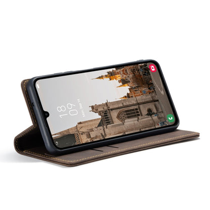 Pour Samsung Galaxy A15 5G Étui de téléphone en cuir à rabat horizontal multifonctionnel CaseMe 013 (café)