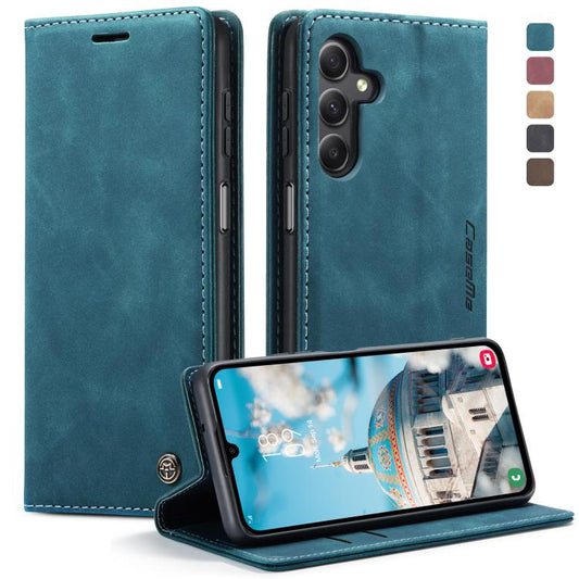 Pour Samsung Galaxy A15 5G Étui de téléphone en cuir à rabat horizontal multifonctionnel CaseMe 013 (Bleu)