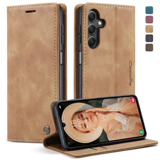 For Samsung Galaxy A15 5G CaseMe 013 Multifunctional Horizontal Flip Leather Phone Case(Brown)