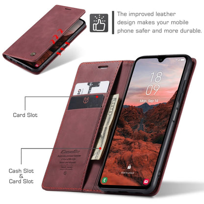 For Samsung Galaxy A05s CaseMe 013 Multifunctional Horizontal Flip Leather Phone Case(Wine Red)