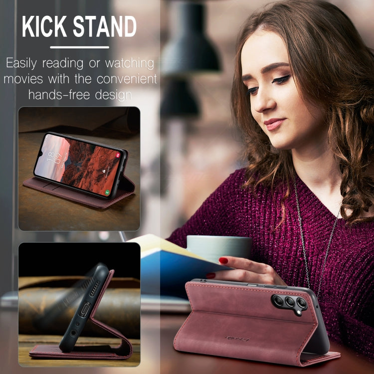 For Samsung Galaxy A05s CaseMe 013 Multifunctional Horizontal Flip Leather Phone Case(Wine Red)