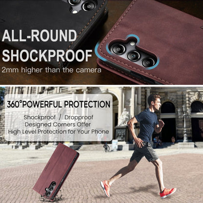 For Samsung Galaxy A05s CaseMe 013 Multifunctional Horizontal Flip Leather Phone Case(Wine Red)