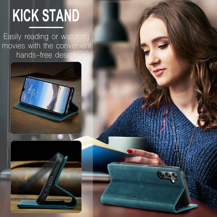 Pour Samsung Galaxy A05s CaseMe 013 Étui portefeuille multifonctionnel en cuir à rabat horizontal (Bleu)
