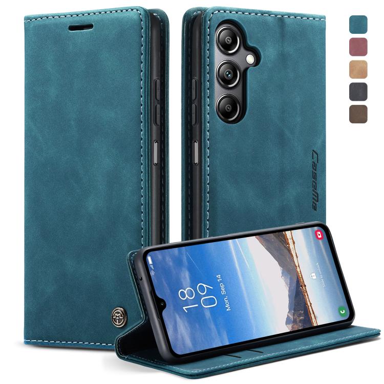 Pour Samsung Galaxy A05s CaseMe 013 Étui portefeuille multifonctionnel en cuir à rabat horizontal (Bleu)