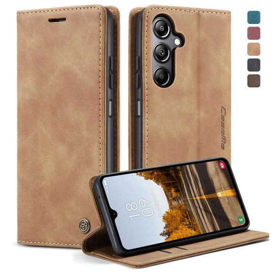 Pour Samsung Galaxy A05s Étui de téléphone en cuir à rabat horizontal multifonctionnel CaseMe 013 (marron)
