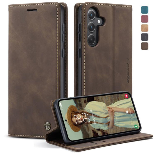 Pour Samsung Galaxy A35 5G Étui de téléphone en cuir à rabat horizontal multifonctionnel CaseMe 013 (café)