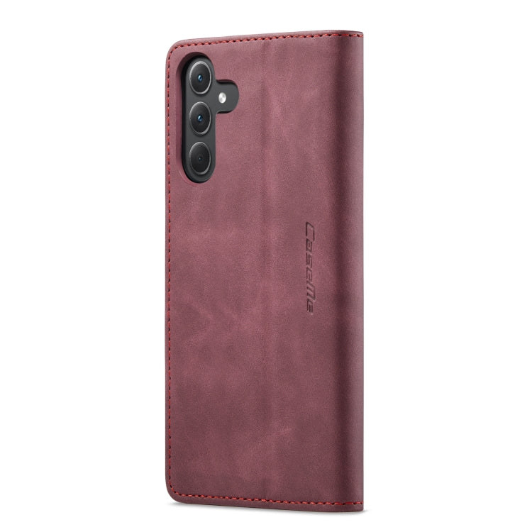 Pour Samsung Galaxy A35 5G Étui de téléphone en cuir à rabat horizontal multifonctionnel CaseMe 013 (Rouge Vin)