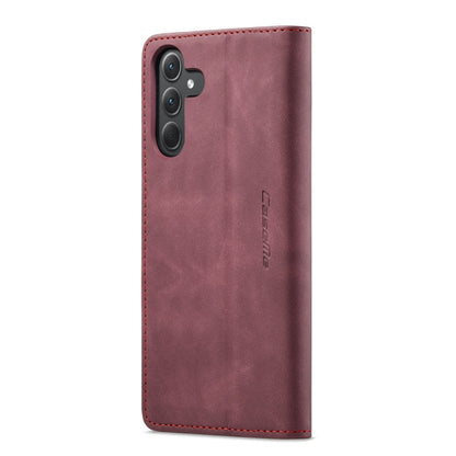 Pour Samsung Galaxy A35 5G Étui de téléphone en cuir à rabat horizontal multifonctionnel CaseMe 013 (Rouge Vin)