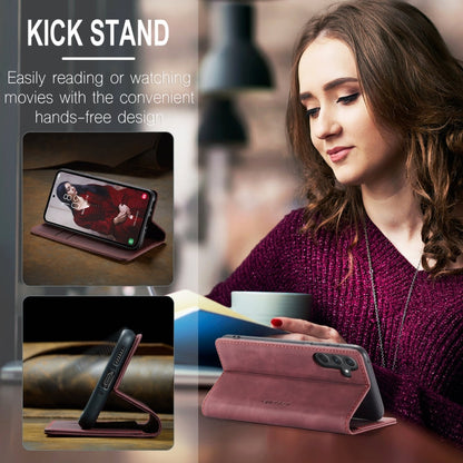 Pour Samsung Galaxy A35 5G Étui de téléphone en cuir à rabat horizontal multifonctionnel CaseMe 013 (Rouge Vin)