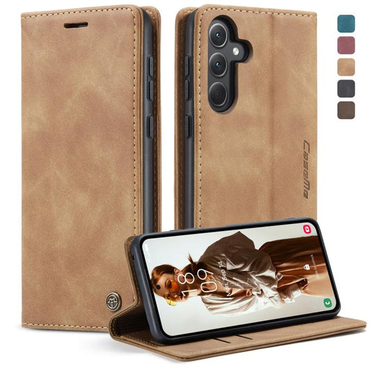Pour Samsung Galaxy A35 5G Étui de téléphone en cuir à rabat horizontal multifonctionnel CaseMe 013 (marron)