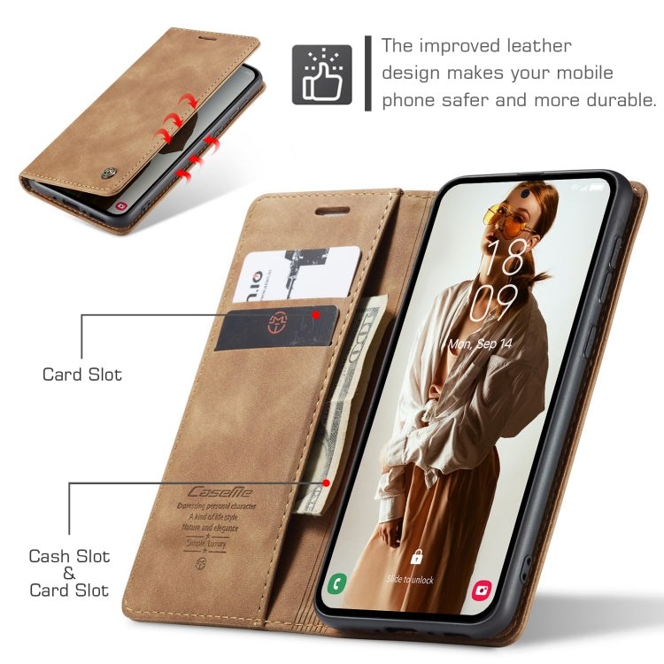 Pour Samsung Galaxy A35 5G Étui de téléphone en cuir à rabat horizontal multifonctionnel CaseMe 013 (marron)