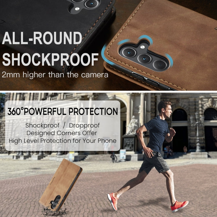 Pour Samsung Galaxy A35 5G Étui de téléphone en cuir à rabat horizontal multifonctionnel CaseMe 013 (marron)