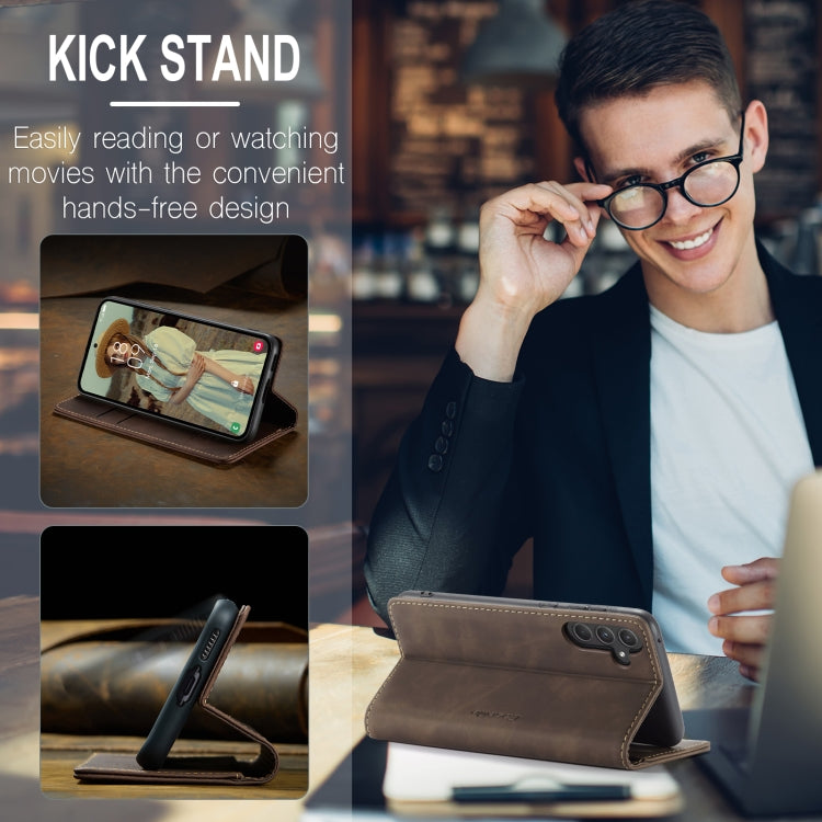 For Samsung Galaxy A55 5G CaseMe 013 Multifunctional Horizontal Flip Leather Phone Case(Coffee)