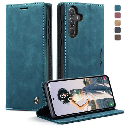 Pour Samsung Galaxy A55 5G Étui de téléphone en cuir à rabat horizontal multifonctionnel CaseMe 013 (bleu)