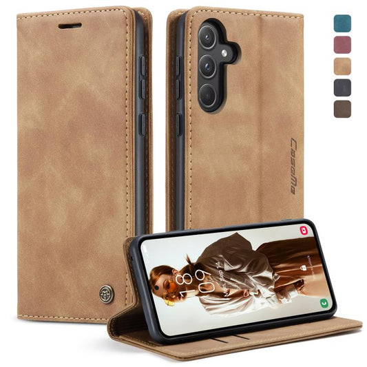 Pour Samsung Galaxy A55 5G Étui de téléphone en cuir à rabat horizontal multifonctionnel CaseMe 013 (marron)