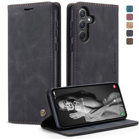Pour Samsung Galaxy A55 5G Étui de téléphone en cuir à rabat horizontal multifonctionnel CaseMe 013 (noir)