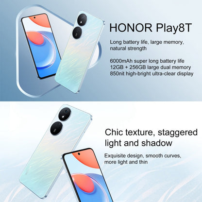Honor Play8T, 12 Go+256 Go, MagicOS 7.2 de 6,8 pouces Dimensity 6080 Octa Core jusqu'à 2,4 GHz, Réseau : 5G, OTG, Ne prend pas en charge Google Play (Vert)