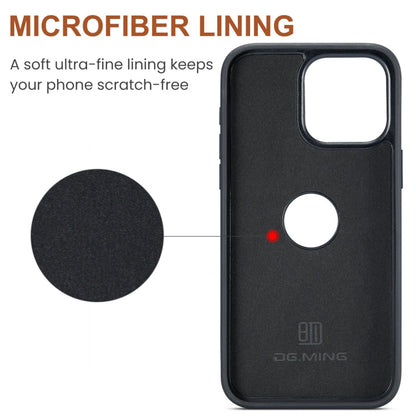 For iPhone 15 Pro DG.MING M5 Series Zip RFID Multi Card Detachable Leather Phone Case(Coffee)