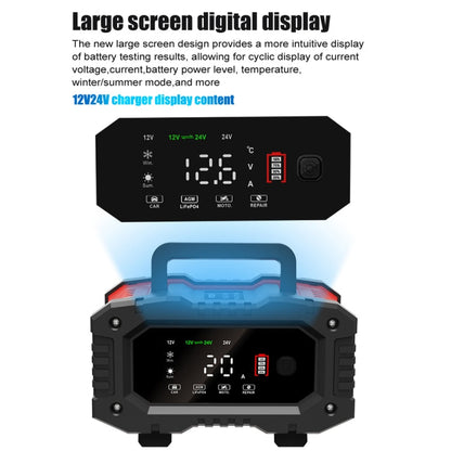 FOXSUR 12V / 24V 20A 300W Chargeur de batterie intelligent portable pour moto et voiture (prise britannique)