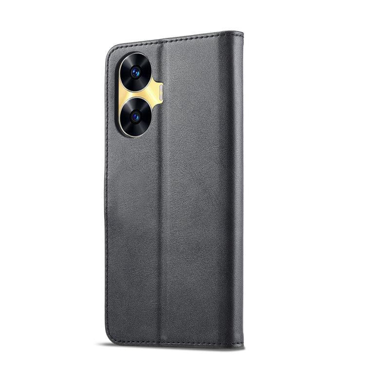 For Realme C55 LC.IMEEKE Calf Texture Horizontal Flip Leather Case(Black)