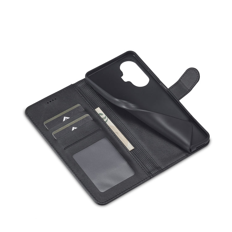 For Realme C55 LC.IMEEKE Calf Texture Horizontal Flip Leather Case(Black)