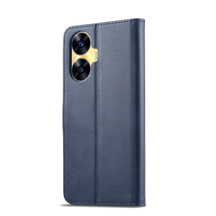 For Realme C55 LC.IMEEKE Calf Texture Horizontal Flip Leather Case(Blue)