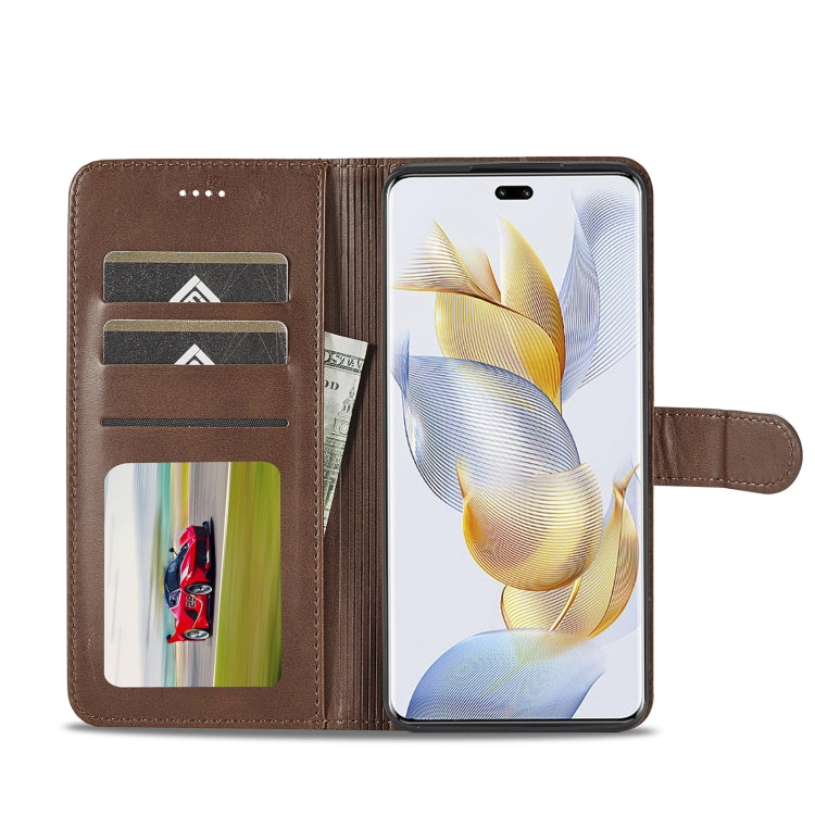 For Honor 90 Pro LC.IMEEKE Calf Texture Leather Phone Case(Coffee)