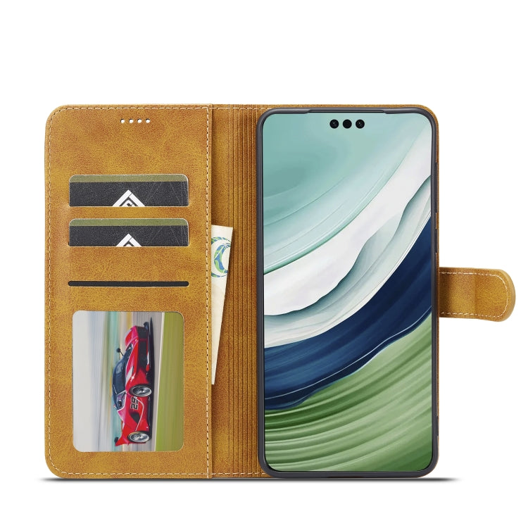 Pour Honor X50 Coque de téléphone en cuir texturé de veau LC.IMEEKE (marron)