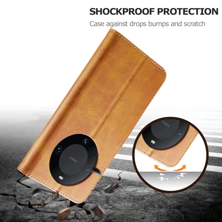Pour Honor X50 Coque de téléphone en cuir texturé de veau LC.IMEEKE (marron)