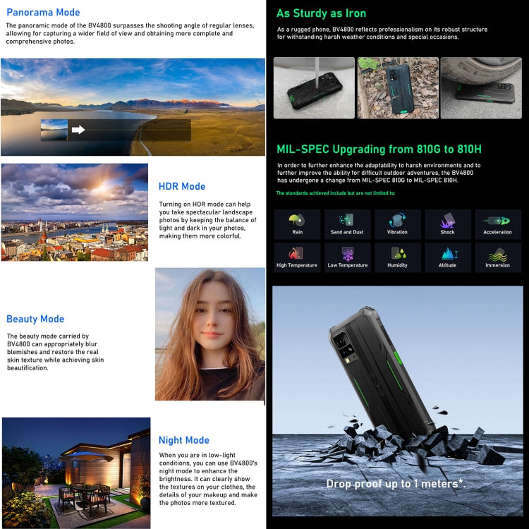 [HK Warehouse] Blackview BV4800, 3GB+64GB, IP68/IP69K/MIL-STD-810H, 6.56 inch Android 13 MediaTek MT6761V/WB Helio A22 Quad Core, Network: 4G, OTG(Black)