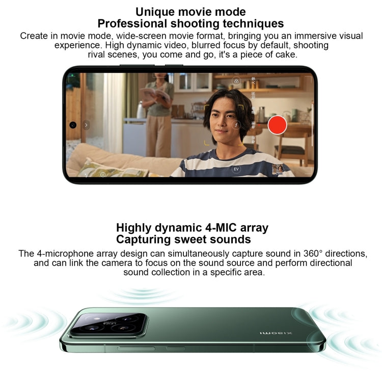Xiaomi 14, 16GB+512GB,  6.36 inch Xiaomi HyperOS Snapdragon 8 Gen 3 Octa Core 4nm up to 3.3GHz, NFC, Network: 5G(Black)