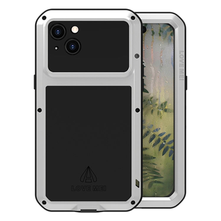 For iPhone 15 Plus LOVE MEI Metal Shockproof Life Waterproof Dustproof Phone Case(Silver)
