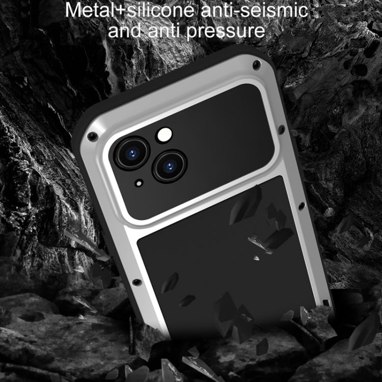 For iPhone 15 Plus LOVE MEI Metal Shockproof Life Waterproof Dustproof Phone Case(Silver)
